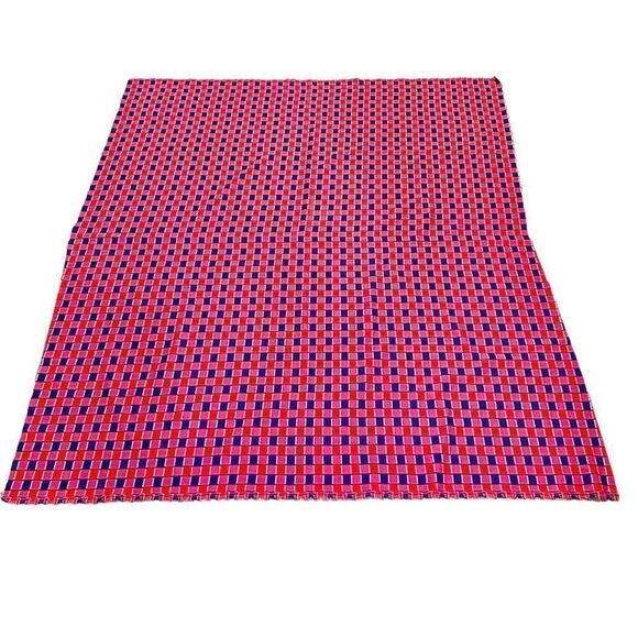 VTG Knit Checkered Bright Retro Fabric EUC! 202 - Picture 2 of 5